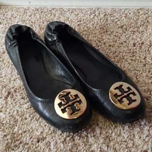Tory Burch black flat with gold buckle